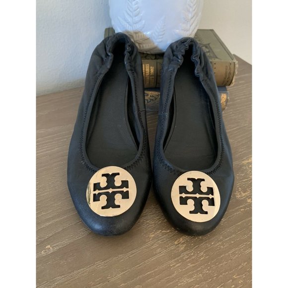 Tory Burch Minnie Travel Ballet Flats size 7 Logo designer leather slip on shoe - Picture 10 of 10